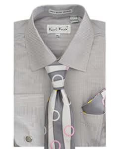 Karl Knox Men's French Cuff Shirt Set - Circle Stripe