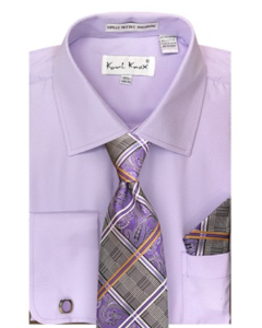 Karl Knox Men's French Cuff Shirt Set - Windowpane Patterns