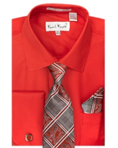 Karl Knox Men's French Cuff Shirt Set - Windowpane Patterns
