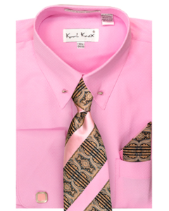 Karl Knox Men's French Cuff Collar Bar Shirt Set - Eccentric Tie