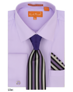 Karl Knox Men's French Cuff Shirt Set - Bold Striped Tie