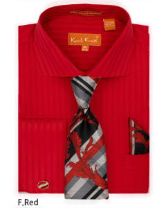 Karl Knox Men's French Cuff Shirt Set - Subtle Stripe