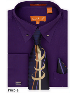 Karl Knox Men's French Cuff Shirt Set - Swirled Stripes