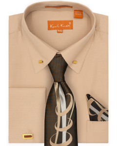 Karl Knox Men's French Cuff Shirt Set - Swirled Stripes