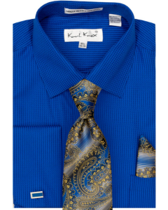 Royal Blue Shirt with Button Down French Cuffs