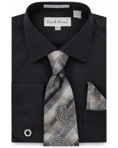 Black Dress Shirt Button Down Shirt Tie and Pocket Square