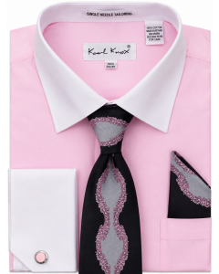 Pink Mens Dress Shirts Button Up Shirt for Men