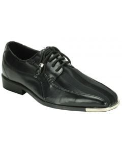 CCO Men's Striped Satin Dress Shoes - Stylish Silver Tip