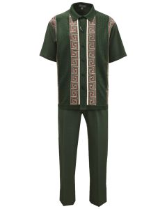 Silversilk Men's 2 Piece Short Sleeve Walking Suit - Square Spirals