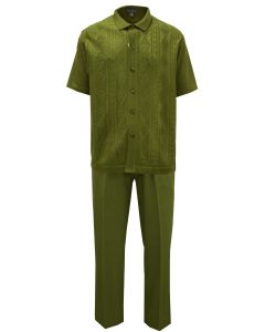 Silversilk Men's 2 Piece Short Sleeve Walking Suit - Textured Diamonds