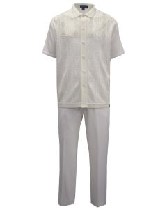 Silversilk Men's 2 Piece Short Sleeve Walking Suit - Textured Diamonds