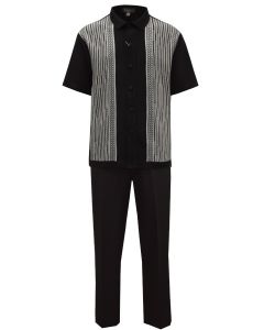 Silversilk Men's 2 Piece Short Sleeve Walking Suit - Patterned Stripes