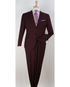Burgundy Mens Suits 2 Piece Suit Notch Lapel