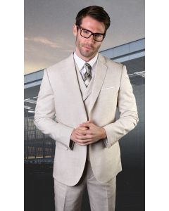 Statement Men's 3 Piece 100% Wool Fashion Suit - Soft Textured Solid