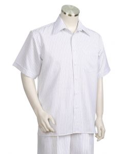 Canto Men's Outlet 2 Piece Short Sleeve Walking Suit - Classic Stripe