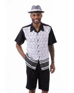 Montique Men's 2 Piece Short Set Walking Suit - Diamond Stripes