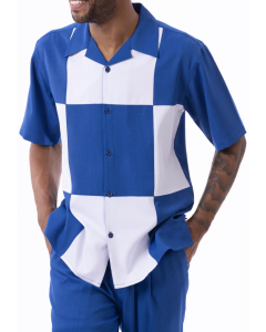 Montique Men's 2 Piece Short Set Walking Suit - Vibrant Checker