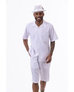 Montique Men's 2 Piece Short Set Walking Suit - Light Stripes