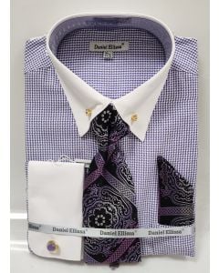 Daniel Ellissa Men's Outlet French Cuff Shirt Set - Collar Pin