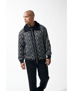 Silversilk Men's Sweater - Two Tone Zigzag