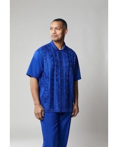 Silversilk Men's 2 Piece Short Sleeve Walking Suit - Solid Color Knit