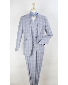 Veno Giovanni Men's Big and Tall 3pc 100% Wool Suit - High Fashion 