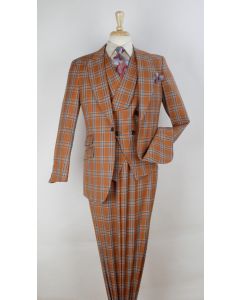 Veno Giovanni Men's Outlet 3pc 100% Wool Suit - High Fashion Patterns