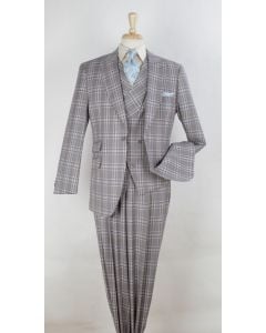 Veno Giovanni Men's Outlet 3pc 100% Wool Suit - High Fashion 