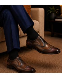 Brown Wingtip Dress Shoes Leather Mens Shoe