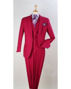 Apollo King Men's 3pc 100% Wool Suit - Notch Lapel Vest