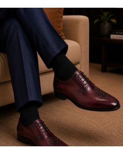 Burgundy Shoe Mens Derby Shoes 