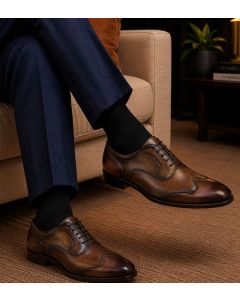 Coffee Leather Dress Shoes Men's Formal Shoes