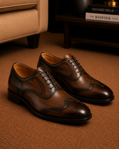 Coffee Leather Dress Shoes Men's Formal Shoes
