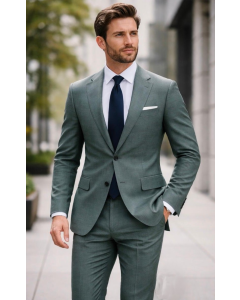 Green Suit Subtle Texture Solid Suits for Men