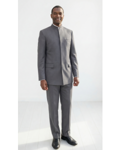 grey  Man 2 Pieces Suit Nehru Jacket