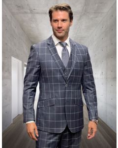 Statement Men's 3 Piece 100% Wool Modern Fit Suit - Fashion Pattern