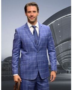 Statement Men's Outlet 3 Piece 100% Wool Modern Fit Suit - Fashion Pattern