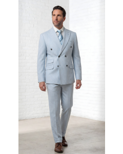 Aqua Suit Double Breasted Suit Peak Lapel