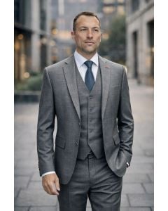 Charcoal Suit Men's Wool Suits Plaid Suit