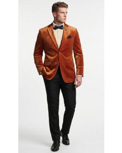 Rust Mens Blazer Velvet Sport Coat Notch Lapel