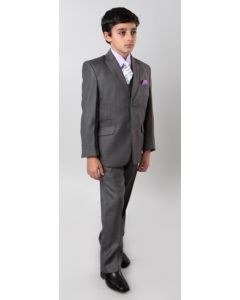 Tazio Boy's 5 Piece Suit Vested w/Shirt and Tie- Modern Peak Lapel