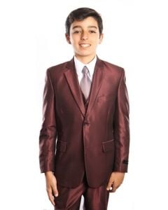 Tazio Boy's 5 Piece Suit Vested w/Shirt, Tie & Hanky - Sharkskin