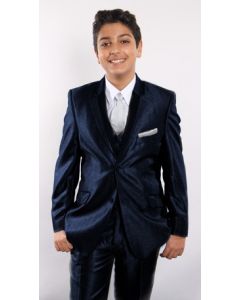 Tazio Boy's 5 Piece Suit Vested w/Shirt, Tie & Hanky - Two Tone Lapel