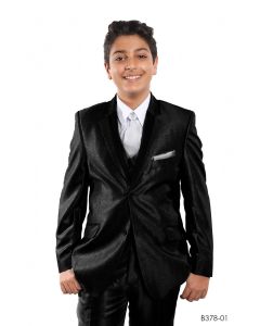 Tazio Boy's 5 Piece Suit Vested w/Shirt, Tie & Hanky - Two Tone Lapel