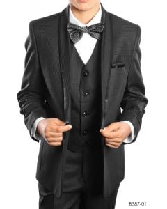 Tazio Boy's 5 Piece Suit with Shirt & Tie - Shawl Lapel