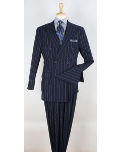 Apollo King Men's 2pc Double Breasted Suit - Pinstripe Suit