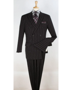 Apollo King Men's Outlet 2pc Double Breasted Suit - Pinstripe Suit