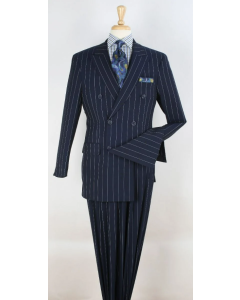 Apollo King Men's Outlet 2pc Double Breasted Suit - Pinstripe Suit
