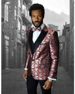 Statement Men's 3 Piece Modern Fit Tuxedo - Elegant Floral Pattern