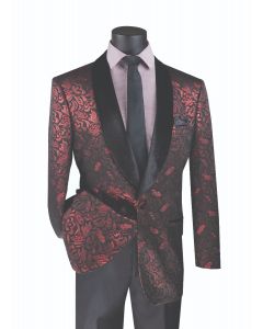 Vinci Men's Wool Feel Sport Coat  - Dark Floral Pattern